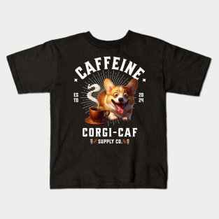 Caffeine Corgi Kids T-Shirt